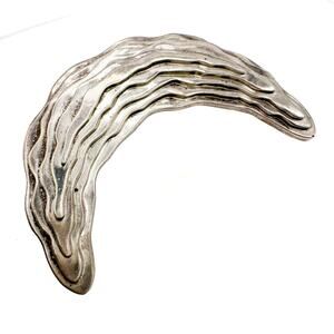 Sterling Silver Crescent Moon Brooch | Vintage Modernist Signed NR Designer Pin